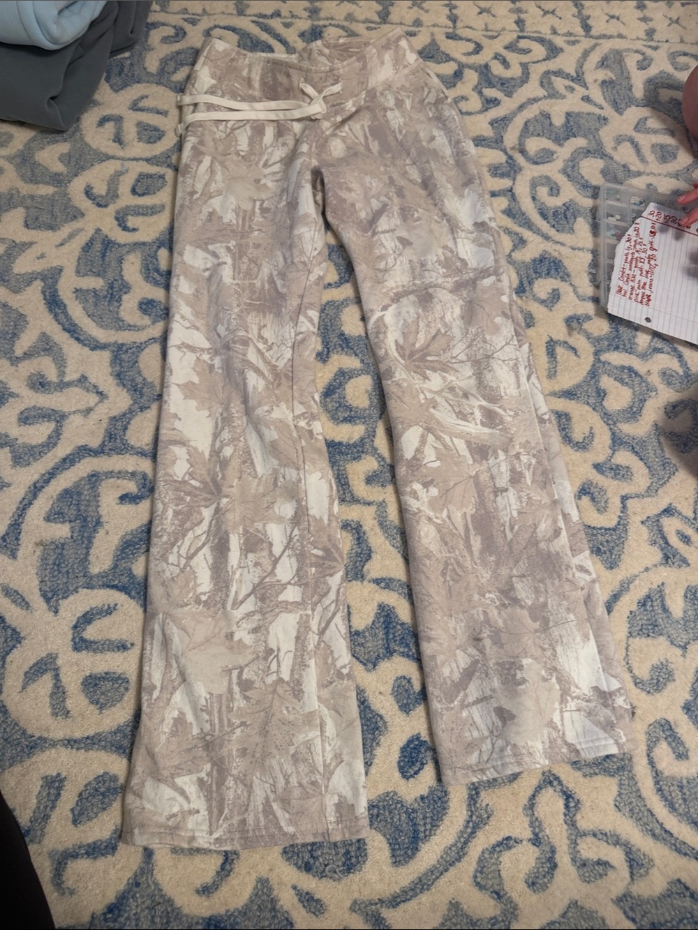 Hollister Neutral Beige Printed Boot Cut Lounge Pants